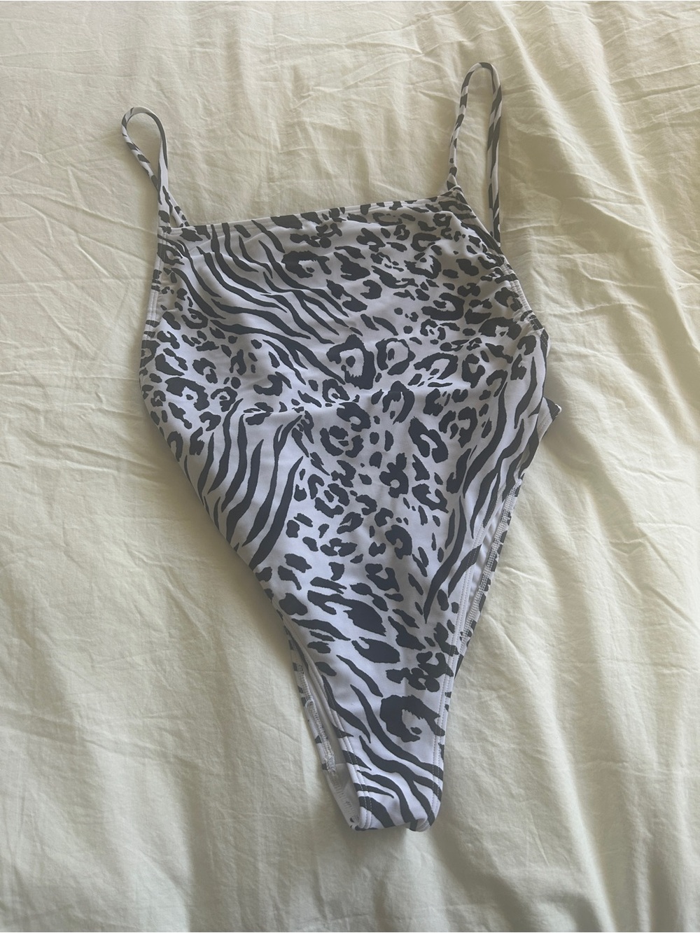 Animal Print Black and White One-Piece Swimsuit